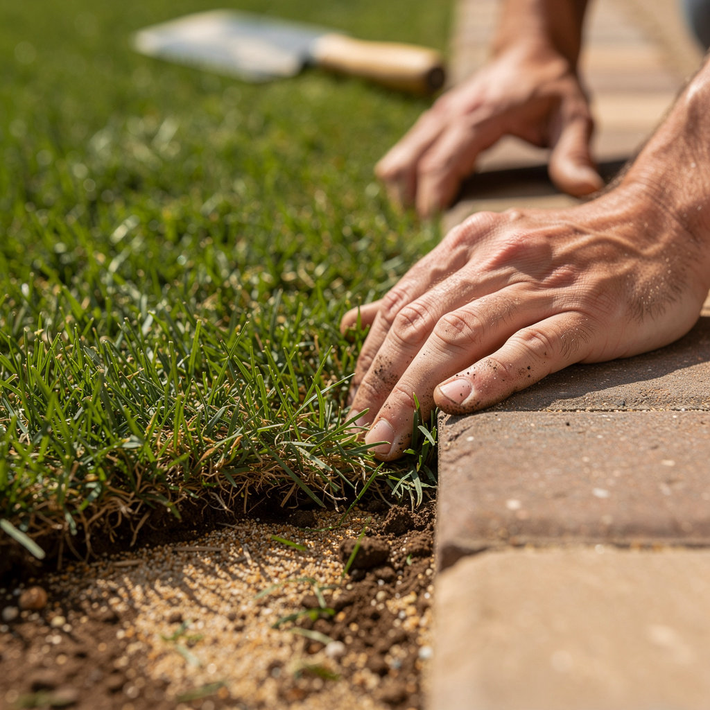 PATRIOT LANDSCAPING completed landscaping project showcasing a beautiful residential hardscape and garden in Lexington, SC